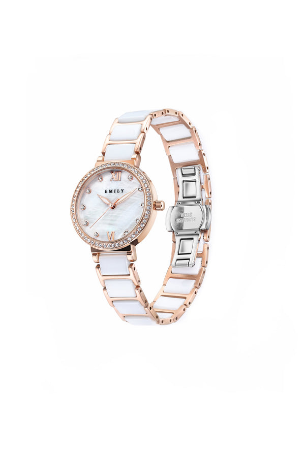 Premium white ceramic women watch (box included)-EYG100-White