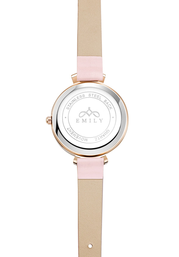 Premium pink leather women watch (box included)-EYG105-PRW